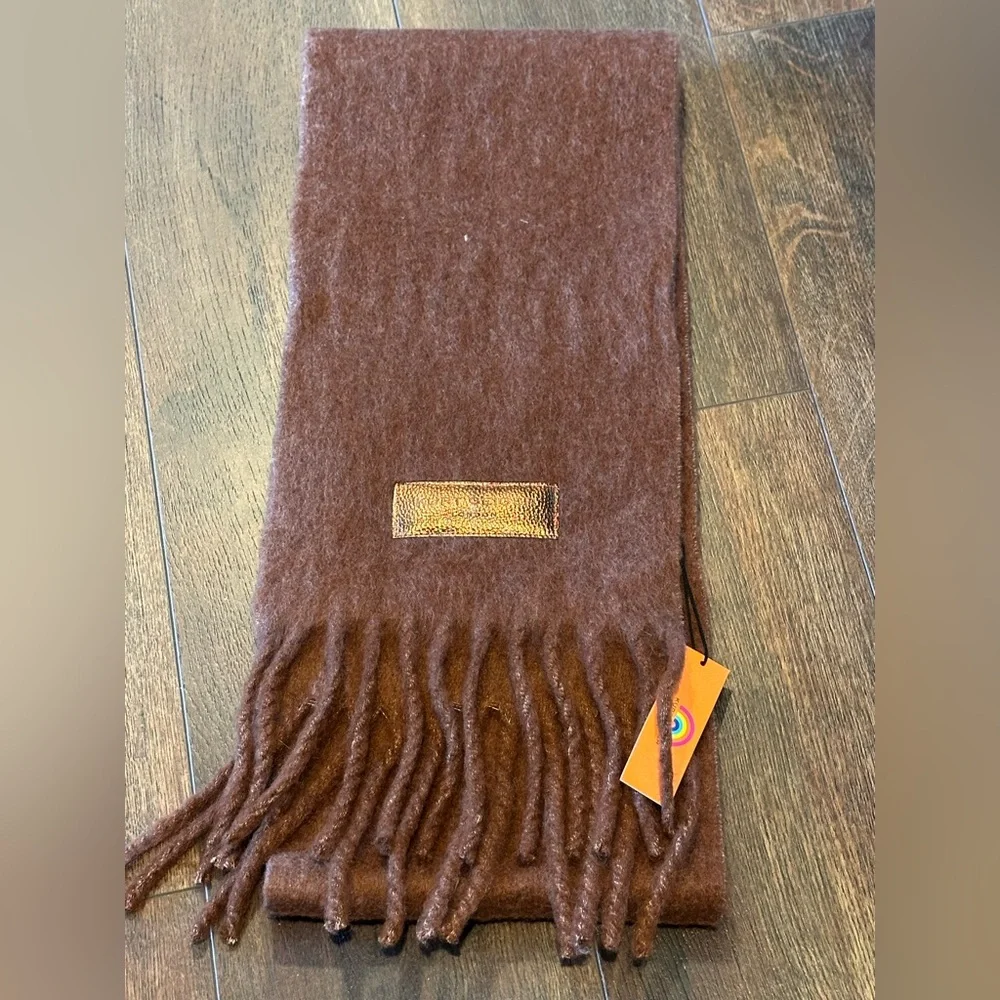 KURT GEIGER LONDON SMALL YARNDYE SCARF in BROWN NWT